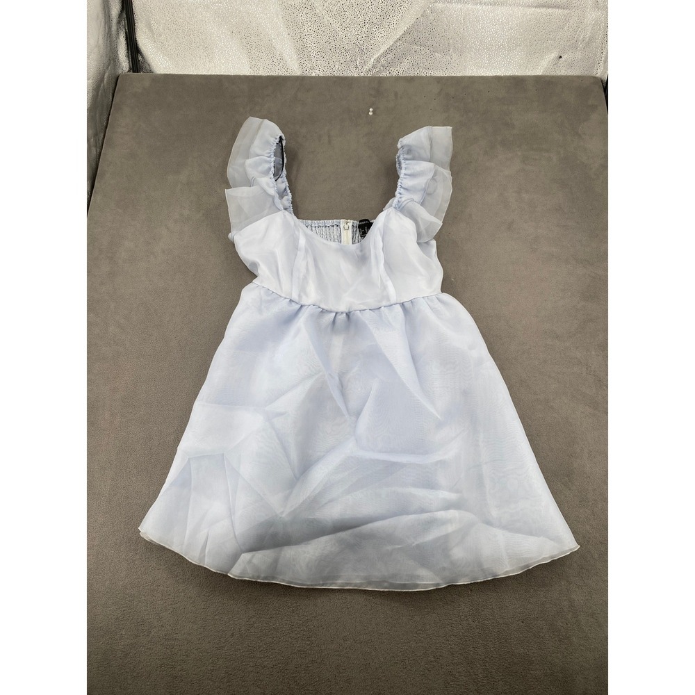 Forever 21+ Light Blue Organza Ruffle Babydoll Mini Dress Plus Size 2X